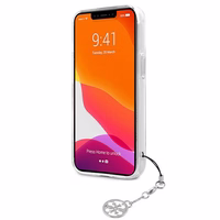 Guess GUHCP13SKB4GGR iPhone 13 mini 5.4" caurspīdīgs cietais apvalks 4G Pelēka Siksniņas Šarms