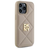 DKNY Quilted Stack Logo viedtālruņa apvalks iPhone 14 Pro Max - bēšs