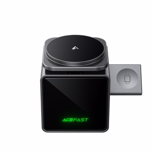 Acefast E34 22.5W 3-in-1 induktīvais lādētājs ar iebūvētu kabeli viedtālrunim un viedpulkstenim - pelēks
