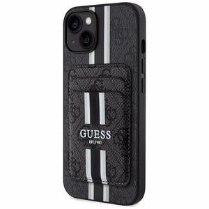Guess 4G Stripes viedtālruņa apvalks ar Magnētisko maku iPhone 15 - melns
