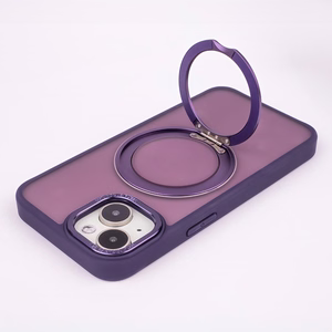 Viedtālruņa apvalks Mag Ring ar rotējošu gredzenu iPhone 15 Pro 6,1" violets