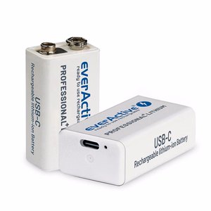 everActive 6F22/9V Li-ion 550 mAh uzlādējama baterija ar USB Type-C