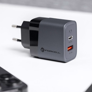 FORCELL F-ENERGY GaN VT-39 pelēks ceļojuma lādētājs Type C + USB A PD QC4.0 4A 45W ar PD