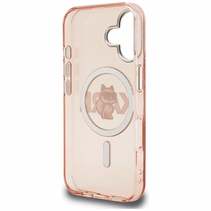 Karl Lagerfeld IML Choupette Sketch Logo MagSafe iPhone 16 Case - Pink