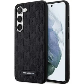 Karl Lagerfeld Saffiano Mono metāla logotips viedtālruņa apvalks Samsung Galaxy S24+ - melns
