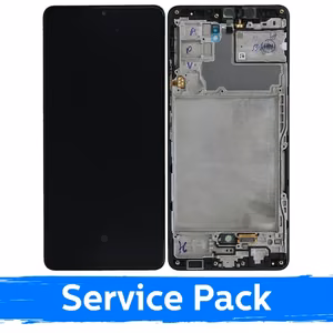 LCD Displejs Saderīgs ar Samsung A426 A42 5G Melns Ar Frame (Service Pack)