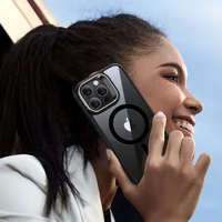 ESR Classic Hybrid Kickstand Halolock Magnētiskais viedtālruņa apvalks ar statīvu + rūdītais stikls iPhone 16 Pro Max - caurspīdīgs ar melnu rāmi