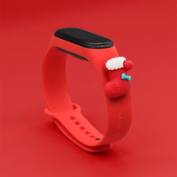 Siksna Xmas Xiaomi Mi Band 3 / 4 Ziemassvētku silikona siksna aproce ar zeķi - sarkana