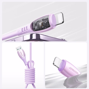 Joyroom S-A59 Vibrant Series 3A USB-A - Lightning kabelis 1.2m - violets