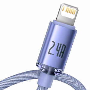 USB kabelis Baseus Crystal Shine violets Lightning 120cm