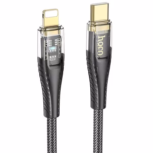 Cable USB C to Lightning Hoco PD 27W 1,2 m U121 black transparent