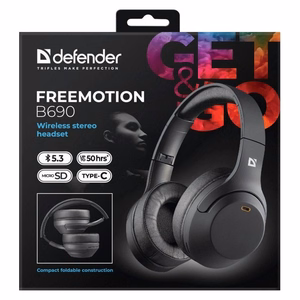 HEADPHONES DEFENDER BLUETOOTH FREEMOTION B690 melns