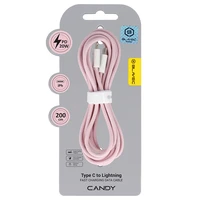 Blavec Kabelis Candy pīnīts - Type C uz Lightning - PD 20W 2,4A 2 metres Apple CarPlay (CCA-CL24P20) rozā