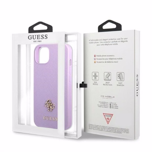 Guess GUHCP13SPS4MU iPhone 13 mini 5.4" violets/violets cietais apvalks Saffiano 4G mazs metāla logotips