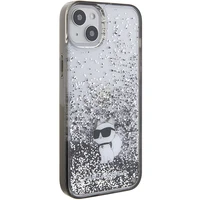 Karl Lagerfeld Šķidrs mirdzošs Choupette apvalks iPhone 15 Plus - caurspīdīgs