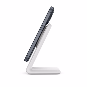 Crong MagSpot Stand 2 vienā bezvadu lādētājs iPhone un AirPods ierīcēm, saderīgs ar MagSafe, balts