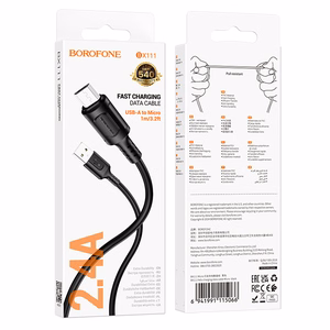 Borofone Cable BX111 Feliz - USB to Micro USB - 2,4A 1 metre black