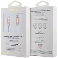 Guess Ebossed Logo USB-C / Lightning kabelis 1,5 m ar ātru uzlādi - rozā krāsā