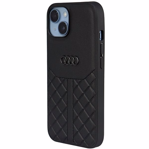 Audi īstas ādas viedtālruņa apvalks iPhone 14 6.1 melns