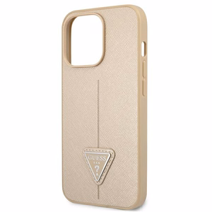 Guess GUHCP13LPSATLE iPhone 13 Pro / 13 6.1" бежевый/бежевый жёсткий чехол SaffianoTriangle Logo