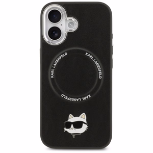 Karl Lagerfeld Choupette Pin Magnētiskais viedtālruņa apvalks iPhone 17 - melns