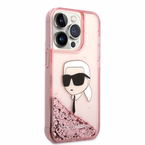 Karl Lagerfeld Spīdums Karl Galvas viedtālruņa apvalks iPhone 14 Pro - rozā
