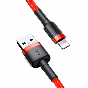 Baseus Cafule USB Lightning kabelis 2.4A 1m (melns + sarkans)