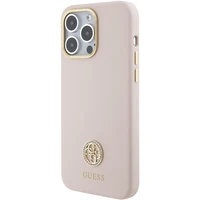 Guess Silikona Logo Strass 4G Viedtālruņa apvalks iPhone 15 Pro Max - Rozā