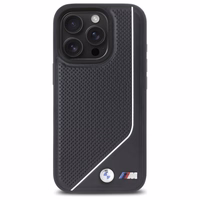 BMW M perforētā savītā līnija Magnētiskais apvalks iPhone 16 Pro - melns