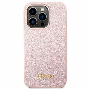 Guess Glitter Script viedtālruņa apvalks iPhone 14 Pro Max - rozā