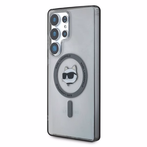 Karl Lagerfeld pogu Choupette Head izdrukātais logotips Magnētiskais viedtālruņa apvalks Samsung Galaxy S25 Ultra melns