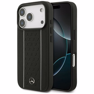 Mercedes Ādas Zvaigznes Raksts Svītras Magnētiskais Viedtālruņa apvalks iPhone 17 Pro - Melns