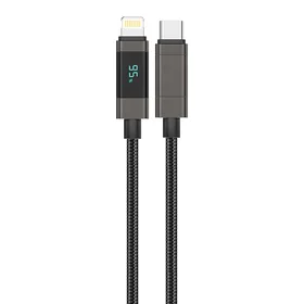 Foneng XS05 PD27W USB-C savienojuma ar Lightning kabelis, 1,2 m (melns)