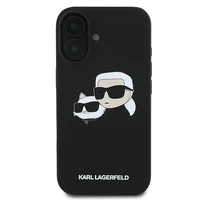 Karl Lagerfeld silikona viedtālruņa apvalks Nauble Heads Print Magnētiskais iPhone 16 Plus - melns