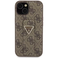 Guess viedtālruņa apvalks ar statīvu Grip Stand 4G Triangle Strass iPhone 15 - brūns