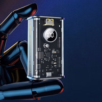 WEKOME WP-345 Vanguard Series - Power bank 10000 mAh Fast Charging with built-in USB-C & Lightning PD 20W kabelis + QC 22.5W (melns)