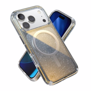 Speck Presidio Lux MagSafe vāciņš ierīcei iPhone 17 Pro, “Hyper Mirror Glitter / Silver Metallic” krāsā