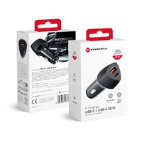 FORCELL F-ENERGY Carbon CC50-1A1C automašīnas lādētājs Type C + USB A PD QC3.0 3A 38W melns