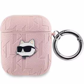 Karl Lagerfeld Monogram Choupette AirPods 1/2 apvalks - rozā