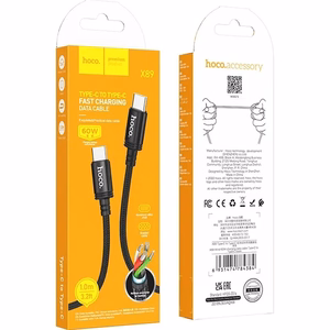 Cable USB C to USB C Hoco 3A 60W 1 m X89 black