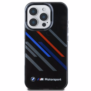 BMW Motosport IML nejaušas svītras iPhone 16 Pro Max apvalks - melns