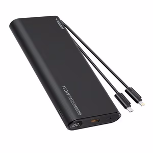 Внешний аккумулятор Veger TCE130 (W2503) PD 130W 25000 mAh со встроенными кабелями Type C / Lightning чёрный