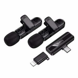 Bezvadu mikrofona komplekts Hoco L20A USB-C/Lightning black