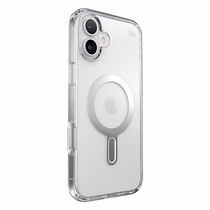 Speck Presidio Perfect-Clear vāciņš ar MagSafe un ClickLock iPhone 16 Plus tālrunim, Clear/Chrome