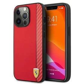 Ferrari FESAXHCP13XRE iPhone 13 Pro Max 6.7 sarkans kietais apvalks Off Track Carbon Stripe