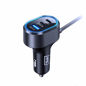 3mk Double automašīnas lādētājs, 135 W, PD/QC/PPS, USB 2A4C, melns/pelēks