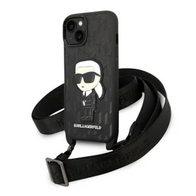 Karl Lagerfeld KLHCP14MSTKMK iPhone 14 Plus 6.7" melns/melns cietais apvalks Monogramma Ikonik Plāksteris