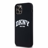 DKNY Šķidrs silikona balts drukāts logotips magnētiskais viedtālruņa apvalks iPhone 12/12 Pro - melns