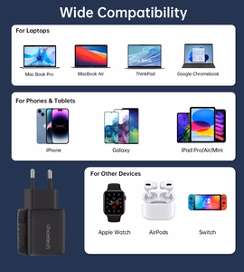 Choetech PD6051 USB-C USB-C PD 35W GaN sienas lādētājs ar ekrānu - melns