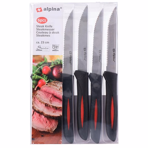 Alpina INOX nerūsējošā tērauda steika naži, 23 cm, 6 gab., melni